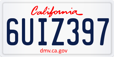 CA license plate 6UIZ397