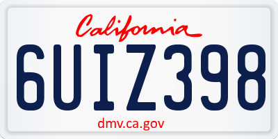 CA license plate 6UIZ398