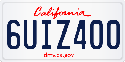 CA license plate 6UIZ400