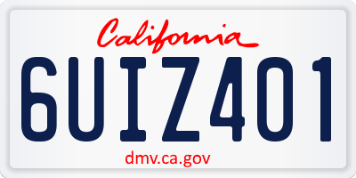 CA license plate 6UIZ401