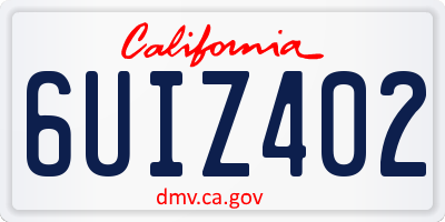 CA license plate 6UIZ402