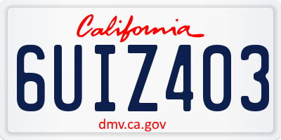 CA license plate 6UIZ403