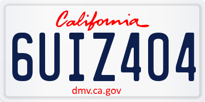 CA license plate 6UIZ404