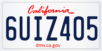 CA license plate 6UIZ405