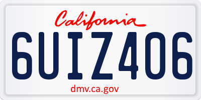 CA license plate 6UIZ406