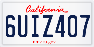 CA license plate 6UIZ407