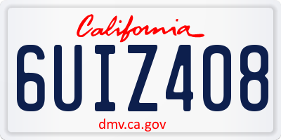 CA license plate 6UIZ408