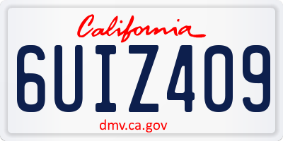CA license plate 6UIZ409