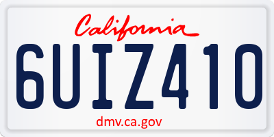 CA license plate 6UIZ410