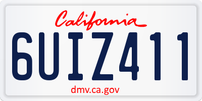 CA license plate 6UIZ411