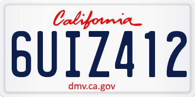 CA license plate 6UIZ412