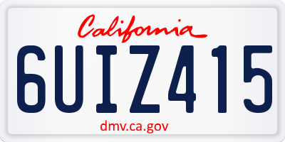 CA license plate 6UIZ415