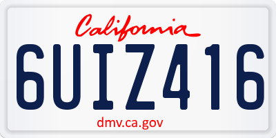 CA license plate 6UIZ416