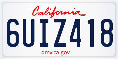 CA license plate 6UIZ418