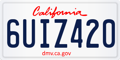 CA license plate 6UIZ420