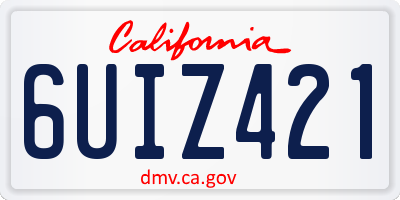 CA license plate 6UIZ421