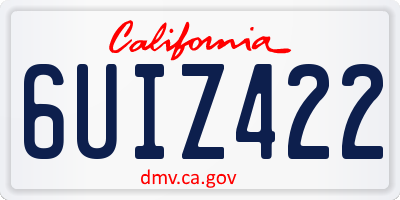 CA license plate 6UIZ422