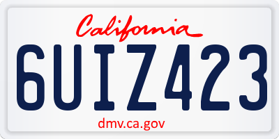 CA license plate 6UIZ423