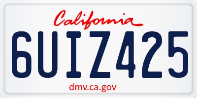 CA license plate 6UIZ425