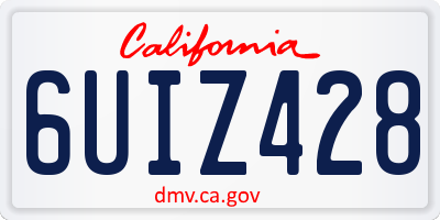 CA license plate 6UIZ428