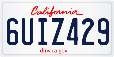 CA license plate 6UIZ429
