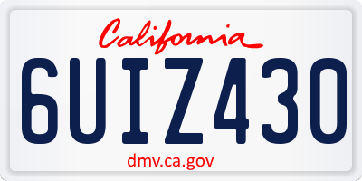 CA license plate 6UIZ430