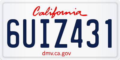 CA license plate 6UIZ431