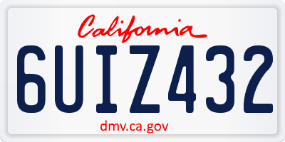 CA license plate 6UIZ432