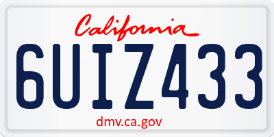CA license plate 6UIZ433