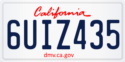 CA license plate 6UIZ435