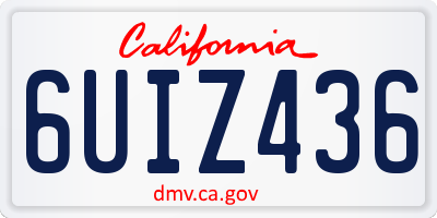 CA license plate 6UIZ436