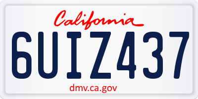 CA license plate 6UIZ437