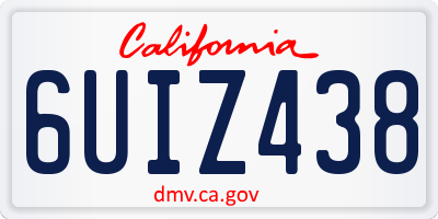 CA license plate 6UIZ438