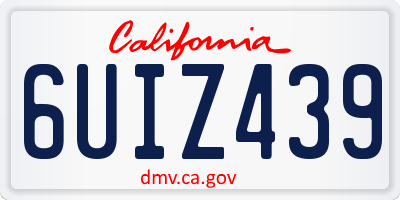 CA license plate 6UIZ439