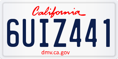 CA license plate 6UIZ441