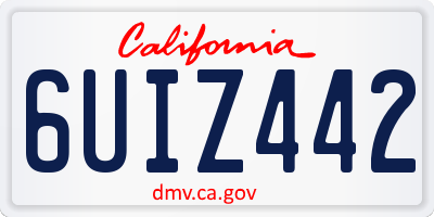 CA license plate 6UIZ442