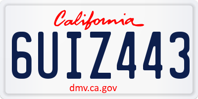 CA license plate 6UIZ443