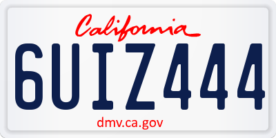 CA license plate 6UIZ444