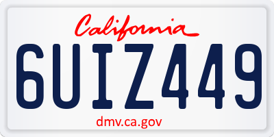 CA license plate 6UIZ449
