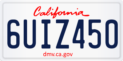 CA license plate 6UIZ450