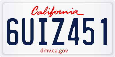 CA license plate 6UIZ451