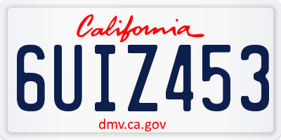 CA license plate 6UIZ453