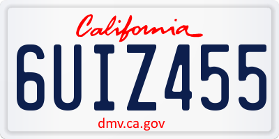 CA license plate 6UIZ455
