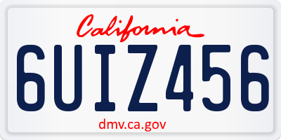 CA license plate 6UIZ456