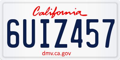 CA license plate 6UIZ457