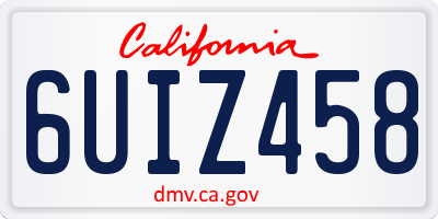 CA license plate 6UIZ458