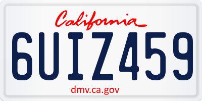 CA license plate 6UIZ459