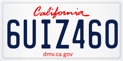 CA license plate 6UIZ460