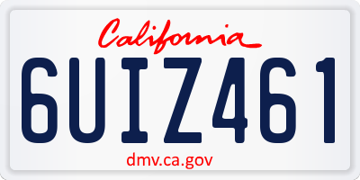 CA license plate 6UIZ461