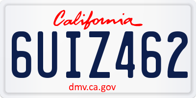 CA license plate 6UIZ462